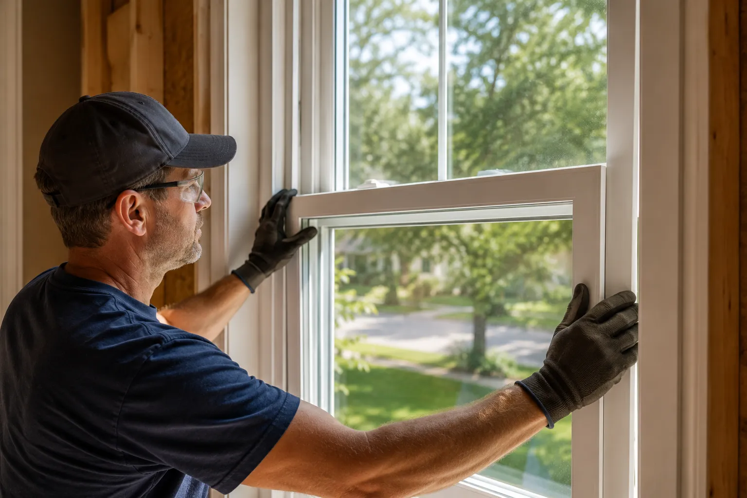 Professional window installer at work — Advanced Window Systems Rockford IL